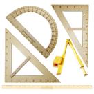 Kit Geométrico do Professor Mdf Com Régua 1 Metro + Compasso Para Quadro Branco + Esquadro 30/60 + Esquadro 45 + Transferidor 180 SOUZA