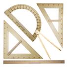Kit Geométrico do Professor Mdf Com Régua 60 cm, 1 Compasso Para Giz 1 Esquadro 30 Graus 1 Esquadro 45 Graus e Transferidor 180 Graus