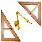 Kit Geométrico do Professor MDF PINUS Com 1 Compasso Para Quadro Branco 40 cm 1 Esquadro 30/60 Graus e 1 Esquadro 45º Graus