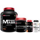 KIT Giant Mass 3kg + Power Creatina 100g + BCAA 100g Tangerina + Glutamina 300g - Bodybuilders