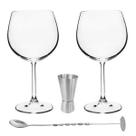 Kit Gin 4 Peças com Taças em Cristal de Luxo + Colher e Dosador