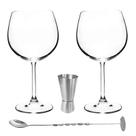Kit Gin 4 Peças em Cristal 2 Taças + Colher + Dosador