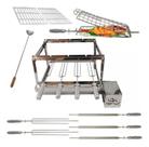 Kit Gira Grill 4 Espeto Inox Completo Direito