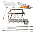 Kit Gira Grill 4 Espeto Inox Completo Direito