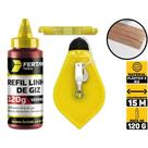 Kit Giz De Linha 15 Metros Pedreiro Gesseiro Marcação Gesso Nível Com Refil Fertak 6944