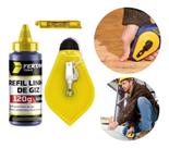 Kit Giz De Linha 15m Marcação Com Refil + Nível P/ Gesseiro