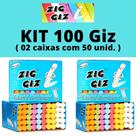 Kit Giz Lousa Colorido Para Quadro Negro Caixa 100 Unidades
