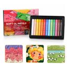 Kit Giz Pastel Oleoso Profissional Soft Oil Desenho Ilustração Artístico Efeito Pintura a Óleo 12 24 36 48 Cores Alta Pi -