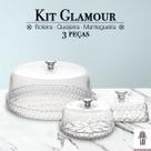 Kit Glamour 3 peças Boleira Queijeira Mantegueira Linha Cristal Kit Glamour 3 peças Boleira Queijeira Mantegueira Linha Cristal