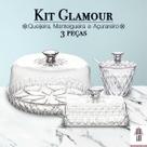 Kit Glamour 3 peças Queijeira Mantegueira Açucareiro Linha Cristal