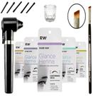 Kit Glance 5 Hennas Designer Sobrancelha Pincel Macrilan Chanfrado Mini Mixer Misturador Dappen
