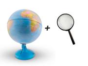 KIT Globo Luminoso Day Night LED Base em Azul com Dupla Cartografia com Lupa 75mm