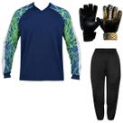 Kit Goleiro Napoli Infantil Camisa Kanga + Calça TRB + Luva Penalty Delta