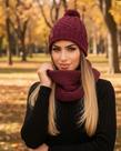 Kit Gorro e Touca Feminina com Pompom + Gola em Tricô Inverno Quente e Elegante