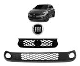 Kit Grade Dianteira Fiat Argo 2017 2018 2019 2020 2021 Preto Milha Com Furo Emblema Preto