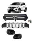 Kit Grade Dianteira Parachoque Fiat Mobi 2021 2022 2023 Preto Milha Sem Furo
