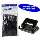 Kit grampo trilho 50 un plástico preto Dello + Furador 2 furos