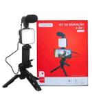 Kit Gravação 4 Em 1 Microfone Led Suporte Celular MTG2222