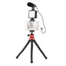 Kit Gravação Vlogger 04LM Microfone LED Tripé e Controle