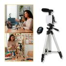 Kit Gravação Vlogging com Iluminador LED, Microfone Direcional, Tripé 1m e Controle Obturador Bluetooth TPFoto