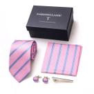 Kit Gravata Masculina e Lenço Poliester Rosa Casamento