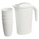 Kit Grécia Jarra com alça e tampa + 4 Copos Branco