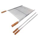 Kit Grelha 40x72 com 2 Espetos Espada Aço Inox 80cm Kit Grelha 40x72 com 2 Espetos Espada Aço Inox 80cm
