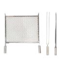 Kit Grelha Expandida Inox 40x40 Espetos Duplo e Espada 50cm