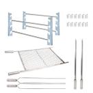 Kit Grelha Inox 70x40cm + 4 Espetos + Suporte Churrasqueira