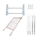 Kit Grelha Inox 70x50cm + 4 Espetos + Suporte Churrasqueira