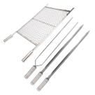 Kit Grelha Moeda Inox 70x40 + Espetos Espada Duplo Churrasco