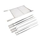 Kit Grelha Moeda Inox 70x50 + 6 Espetos Coração Espada Dup