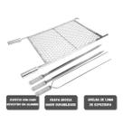 Kit Grelha Moeda Inox 70x50 + Espetos Espada Duplo Churrasco