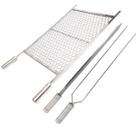 Kit Grelha Moeda Inox 70x50 + Espetos Espada Duplo Churrasco