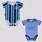 Kit Grêmio Bodys Shield Azul e Home Listrado