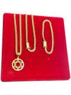 Kit Grumet 5mm + Pingente Estrela de Davi Redonda Vazada m Banhado a Ouro 18k