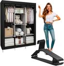 Kit Guarda-Roupa 3 Portas e 10 Cabides Reforçados - Organizador em Metal e Tecido Respirável, Impermeável e Durável