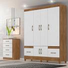 Kit Guarda Roupa Casal MS 912 + Cômoda MS 913 Naturale / Branco - Moval