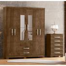 Kit Guarda Roupa Casal Porto Belo 6 Portas 2 Gavetas com Espelho Cômoda 5 Gavetas Malbec