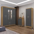 Kit Guarda Roupa Casal Porto Belo 6 Portas 2 Gavetas Com Espelho, Cômoda 5 Gavetas Porto Belo e Multiuso Cairo Carvalho I01 Grafite Clique Chique Kit Guarda Roupa Casal Porto Belo 6 Portas 2 Gavetas Com Espelho, Cômoda 5 Gavetas Porto Belo e Multiuso Cairo Carvalho I01 Grafite Clique Chique