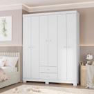 Kit Guarda Roupa Infantil Baby Kids 6 Portas com Cômoda Sapateira 1 Porta 4 Gavetas Branco Flex para Quarto de Bebê Kit Guarda Roupa Infantil Baby Kids 6 Portas com Cômoda Sapateira 1 Porta 4 Gavetas Branco Flex para Quarto de Bebê