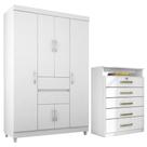Kit Guarda Roupa Solteiro 6 Portas Ecom II Cômoda Triunfo