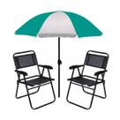 Kit Guarda Sol 1,8m Fashion 2 Cadeira Master Preto Aço Dobrável Praia Camping Piscina - Mor Kit Guarda Sol 1,8m Fashion 2 Cadeira Master Preto Aço Dobrável Praia Camping Piscina - Mor