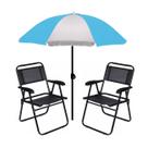 Kit Guarda Sol 1,8m Fashion 2 Cadeira Master Preto Aço Dobrável Praia Camping Piscina - Mor Kit Guarda Sol 1,8m Fashion 2 Cadeira Master Preto Aço Dobrável Praia Camping Piscina - Mor