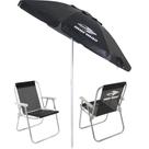 kit guarda sol + 2 cadeira praia mormaii preta bel fix