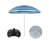 Kit Guarda Sol Alumínio Articulado 2,60 Metros Listrado + Base Plástica Preto - Mor Kit Guarda Sol Alumínio Articulado 2,60 Metros Listrado + Base Plástica Preto - Mor