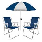 Kit Guarda Sol Fashion 1,8m 2 Cadeira Alta Sannet Para Praia Piscina Camping Azul Marinho - Mor