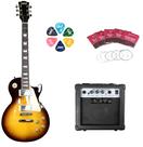 Kit guitarra les paul land dark cubo encordoamento palheta
