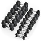 Kit Halter Dumbbell Sextavado Emborrachado Cromado 1 a 20kg Kit Halter Dumbbell Sextavado Emborrachado Cromado 1 a 20kg