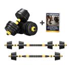 Kit Halteres 3 em 1 Ajustável até 20kg Musculação + E-book